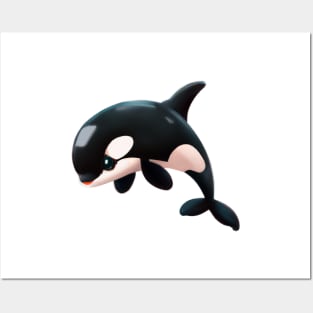 Cute Orca Drawing Posters and Art